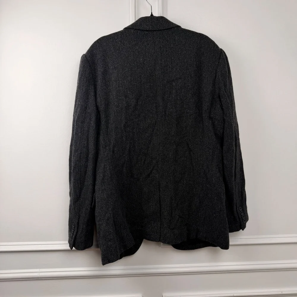 J.Crew Mens 40R Wool Herringbone Blazer Charcoal Grey Ludlow Sport Coat 30176